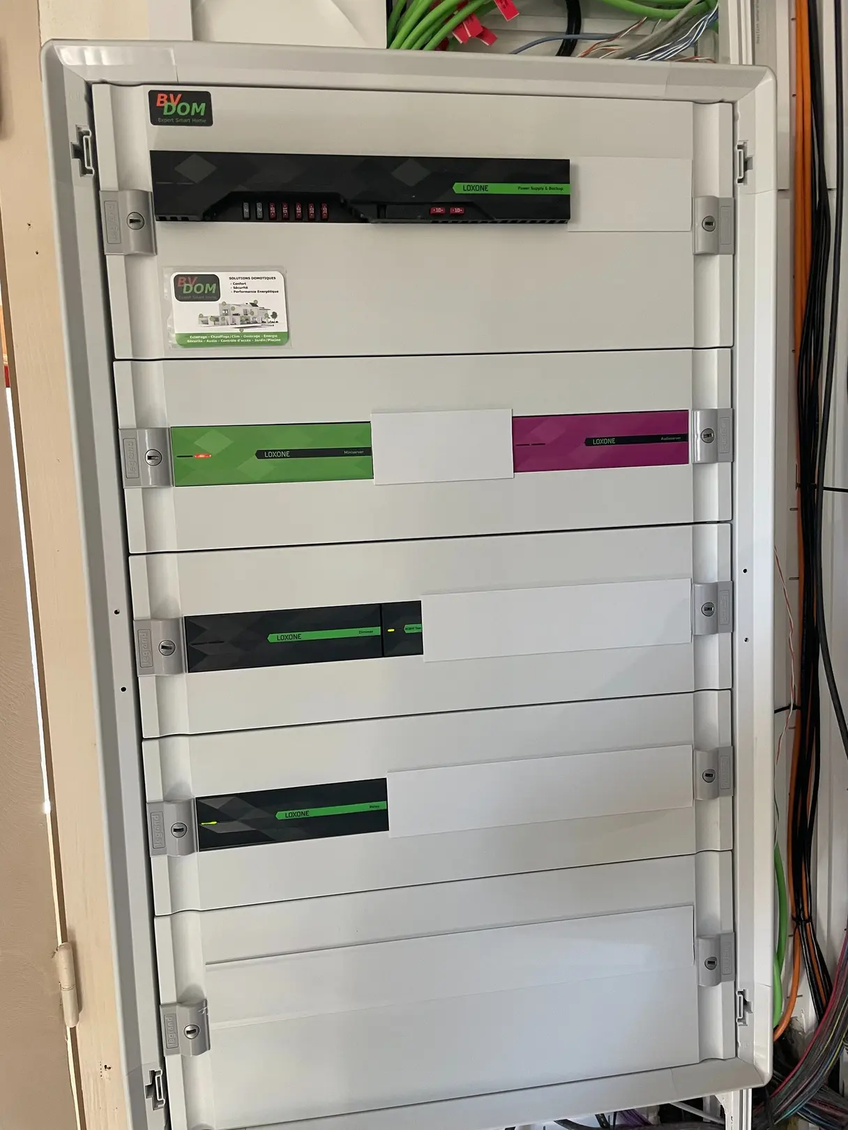 Tableau électrique Loxone du mas : Miniserver, extensions et modules Tree en armoire